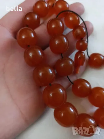 Стар руски  кехлибарен гердан с  кръгли,плътни зърна и обеци кехлибар и сребро , снимка 6 - Антикварни и старинни предмети - 47365532