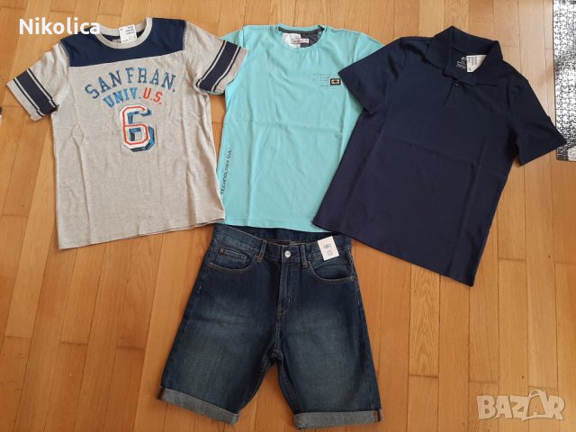 Детски къс панталон H&M, блузи H&M, лятно яке Kipsta, за 12г.момче.НОВИ.