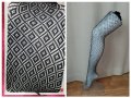 L/XXL Черен чорапогащник на мрежа с фигури , снимка 1
