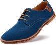 Мъжки обувки класически ежедневни велурени с връзки, синьо, размер 47, снимка 1 - Ежедневни обувки - 43751382