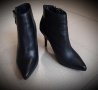 Черни кожени боти на висок елегантен ток, снимка 3