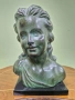 Уникален антикварен колекционерски френски керамичен авторски бюст , снимка 3