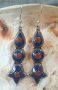 Висящи обеци от Тибет - тюркоаз, лазурит, малахит, снимка 2