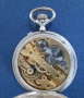 Швейцарски сребърен джобен часовник със златен мониграм, снимка 8