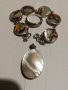 сребърен комплект: гривна, медальон с две лица,пръстен, снимка 3