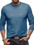 Мъжка едноцветна памучна тениска с кръгло деколте и дълъг ръкав, 6цвята, снимка 7