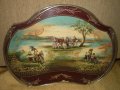 Голям поднос 1950 г., сцени от Гоя  поднос с дръжки, поднос за закуска, снимка 2