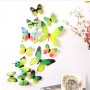 3D 12 бр pvc Зелени пеперуди на фон цветя самозалепващи пеперуди декорация за стена и мебел
