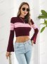Дамски скъсен пуловер на контрастни райета, 3цвята - 023, снимка 6