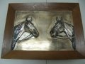 № 5503 старо метално барелефно пано с дървена рамка  - НВ  - метал / дърво  -, снимка 6