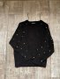 Черна блуза лек тънък пуловер овърсайз  широк прилеп перли  Zara , снимка 13