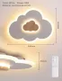 Облак лед led таванна лампа, 50cm 26W дървена детска  с дистонционно, снимка 5