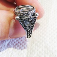Мъжки сребърен пръстен със руническият знак IYI – символ на българската държавност, руни, снимка 4 - Пръстени - 33387468