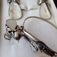 Авторски масивен сребърен лот с естествени перли и седеф, снимка 3 - Бижутерийни комплекти - 28301878