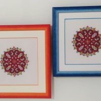 Ръчно бродирана Шевица елбетица bulgarian embroidery в рамка за подарък , снимка 4 - Декорация за дома - 43256106