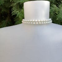 Ръчно изработена перлена огърлица двойна. , снимка 1 - Колиета, медальони, синджири - 43246102