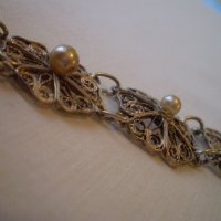филигранена дамска гривна със перли, снимка 8 - Антикварни и старинни предмети - 40225070