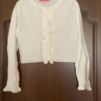 Детска жилетка екрю за момиче за 6/8 години, снимка 1 - Детски пуловери и жилетки - 33236766
