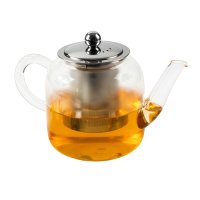 Огнеупорен стъклен чайник с цедка Luigi Ferrero, снимка 1 - Аксесоари за кухня - 43199559