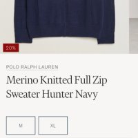 POLO Ralph Lauren Cardigan Merino Knitted Full Zip Mens Size XL ОРИГИНАЛ! Мъжка Вълнена Жилетка с ця, снимка 17 - Пуловери - 44100165