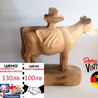 Недовършена голяма дърворезба на фигура крава, снимка 1 - Други ценни предмети - 37453097
