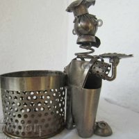От болтове и гайки - Моливник фигура от метални части човек готвач, снимка 6 - Статуетки - 28959814