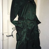 Френски нов бутиков шлифер тренч L Clara Couture зелен черно райе, снимка 9 - Шлифери - 27283202