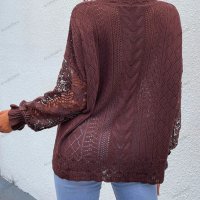 Дамски едноцветен шикозен пуловер с отворени шевове, 2цвята - 023, снимка 15 - Блузи с дълъг ръкав и пуловери - 40052302
