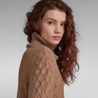g-star cable turtle knit - страхотен дамски пуловер  КАТО НОВА, снимка 1 - Блузи с дълъг ръкав и пуловери - 43186570