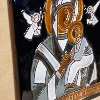 Керамична икона Света Богородица с Младенеца, снимка 3 - Икони - 43596804