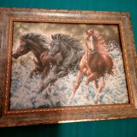 Гоблен " Волни коне", снимка 1 - Гоблени - 27754469