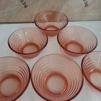 стъклени купички цветно розово стъкло 53г, снимка 1 - Антикварни и старинни предмети - 28614899