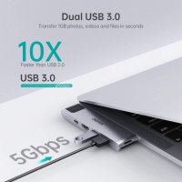 CHOETECH 7-in 2 USB C HUB-M24, 4K HDMI, 1000Mbit LAN, 2xUSB 3.0, Thunderbolt 3, TF/SD четец, снимка 6 - Други - 40202190