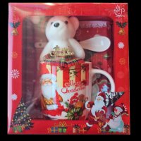 Коледна чаша с лъжичка и плюшено мече, снимка 1 - Коледни подаръци - 43492211
