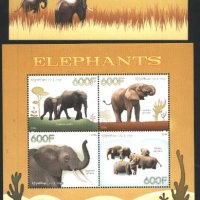  Чисти марки  в малък лист и блок  Фауна Слонове 2014  от  Конго  , снимка 1 - Филателия - 38496558