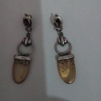 Сребрени обеци с кехлибар, снимка 3 - Колекции - 27896664