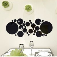26 броя 3D Огледални стикери кръгове сребристи черни, снимка 3 - Други - 32649653