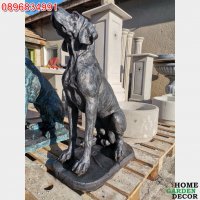 Градинска статуя куче Немски дог от бетон в реален размер – черен цвят, снимка 1 - Градински мебели, декорация  - 39085373