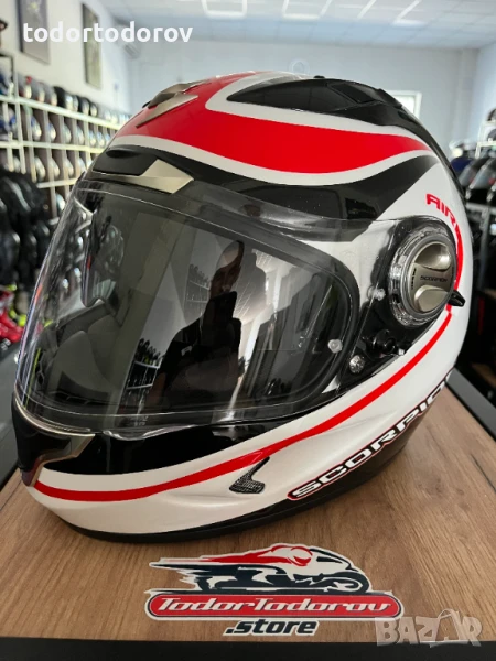 Мото каска за мотор SCORPION EXO 1000,XS 53-54см. очила,като нова, снимка 1