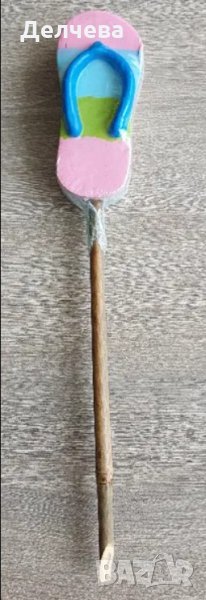 Оригинални парти свещи във форма на джапанка върху естествен бамбук,40 см , снимка 1