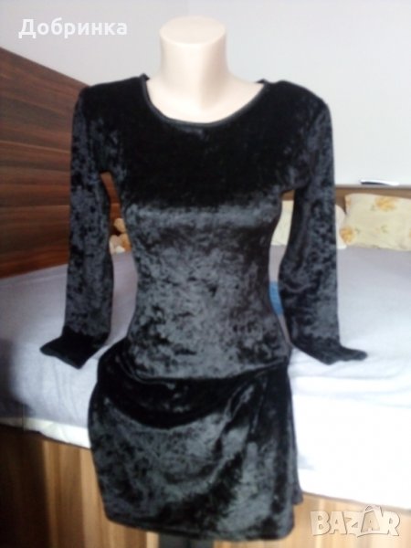 Черна рокля кадифе размер S, снимка 1