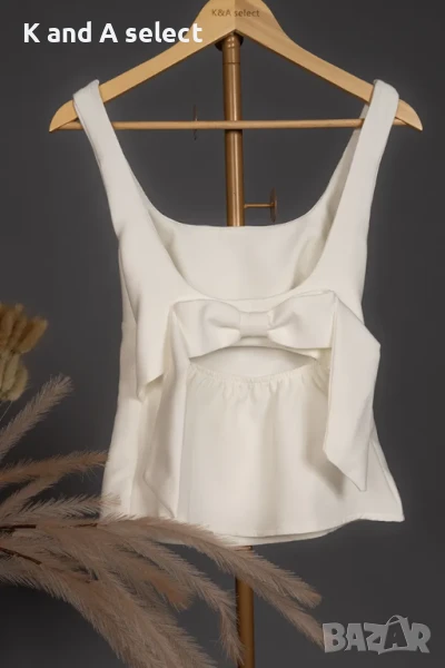 Бял топ с панделка на гърба – модел “Bella”, снимка 1