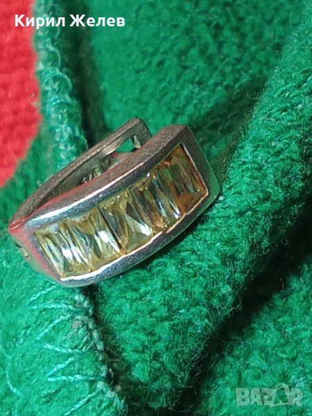 ЕЛЕГАНТНА СКЪПОЦЕННА СРЕБЪРНА ОБЕЦА СРЕБРО 925 АНГЛИЯ с ЮВЕЛИРНО ФАСЕТИРАНИ ПЛАНИНСКИ КРИСТАЛИ 40138, снимка 1