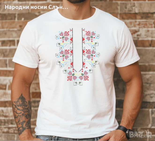 Мъжка тениска с бродирана шевица от производител, снимка 1