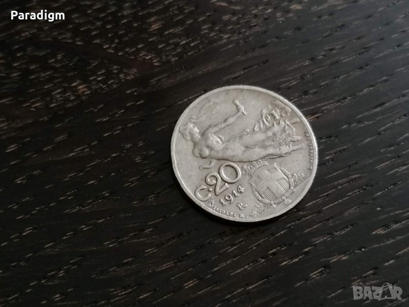 Монета - Италия - 20 чентесими | 1914г., снимка 1