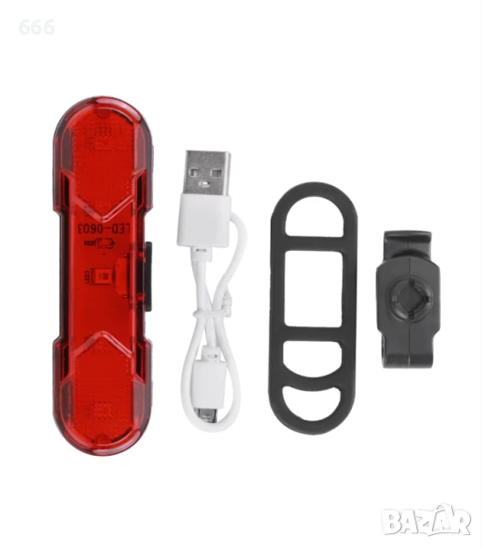 LED задна светлина за велосипед, USB акумулаторна, водоустойчива, бърз монтаж, снимка 1
