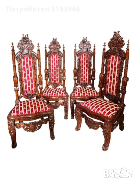 Антикварен трон,кресло,Барок ,комплект 4броя , снимка 1