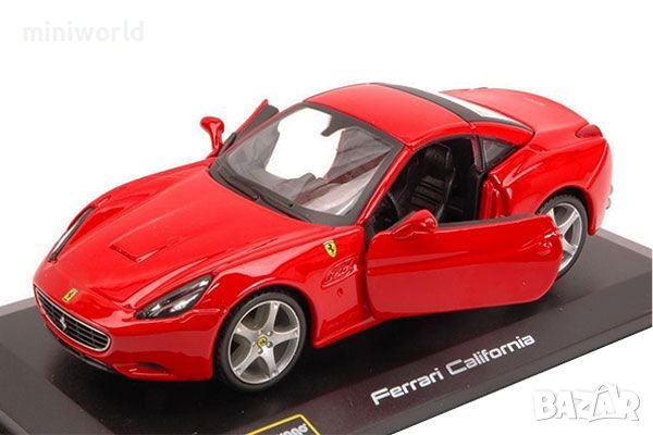 Ferrari California - мащаб 1:32 на Bburago моделът е нов в PVC дисплей-кейс, снимка 1
