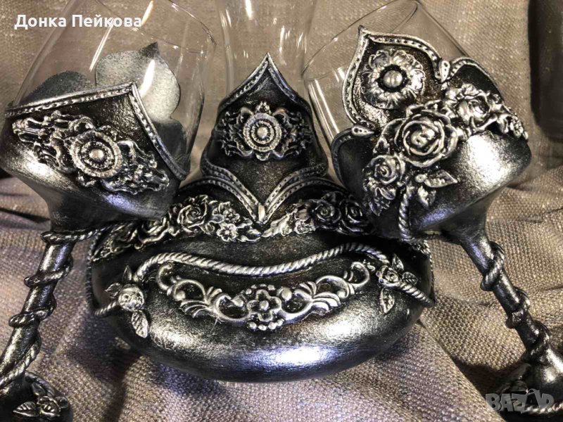 Декантер с 2 чаши по поръчка - ръчна изработка, снимка 1