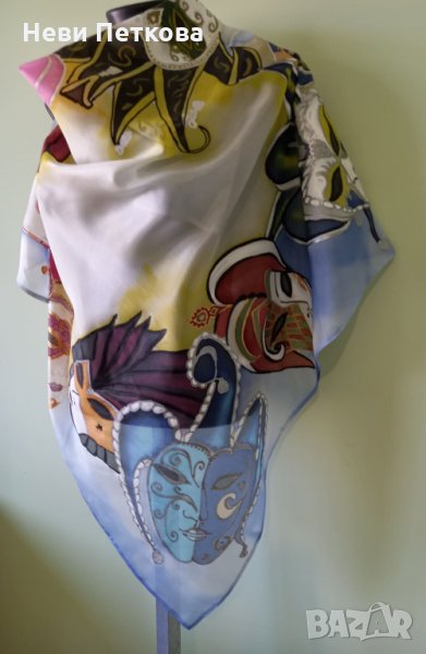 Рисуван шал ВЕНЕЦИАНСКИ МАСКИ, снимка 1